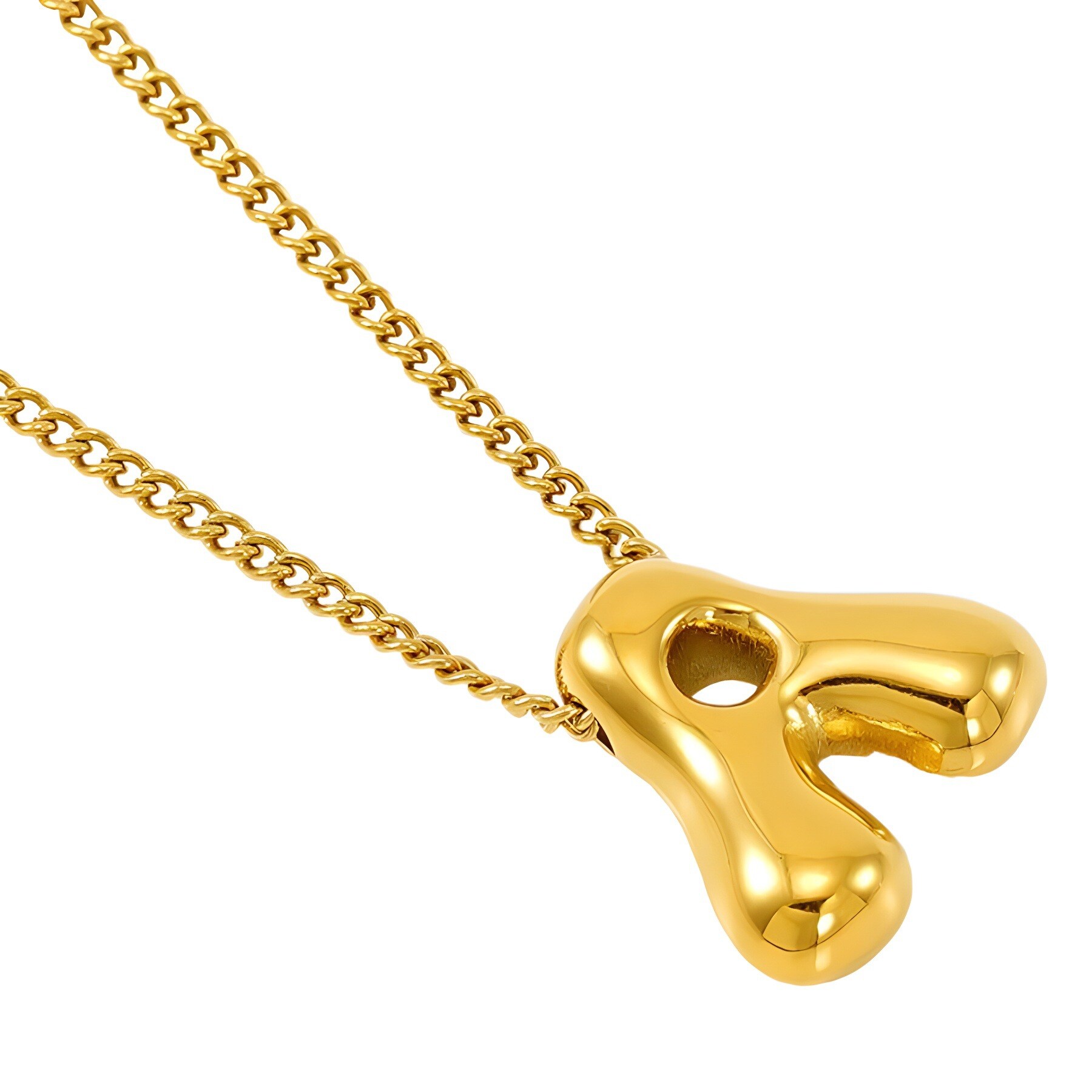 Gold color / 1 Piece Simple Series Daily Letter A Titanium Steel 18K Gold Plated Unisex Pendant Necklaces 